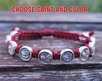 Bracciale di Santa Teresa, gioielli di Santa Teresa, regalo per fiorista, regalo per donne cattoliche, Santa Teresa di Lisieux, braccialetto di fiori, braccialetti di Santa Teresa