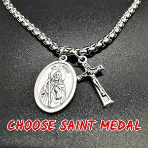 St Judas Necklace, Saint Judas Pendant, St Jude Necklace, Catholic Cross Necklace, Confirmation Gift, Protection Necklace, Religious Jewelry