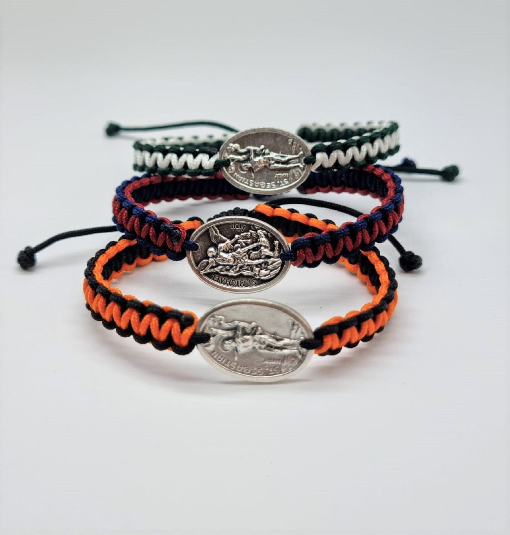 Religiöses Kordelarmband, katholische Heilige Medaille, Männer und Frauen, christlicher Schmuck, Geschenk für St. Michael, Sebastian, Anne, Benedikt, Peregrine, Christopher