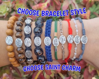 St Michael Catholic Bracelet, Saint Michael Medal Bracelet, TEN STYLES BRACELET, Gift For Policeman, Police Officer Gifts Religious Bracelet