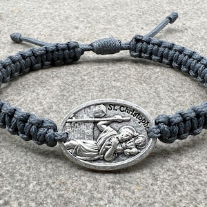 Gift For Traveler Men Women Group, Catholic Protection Jewelry, St Christopher Medal Bracelet, Patron Saint Of Travelers Motorists