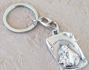 St Saint Anthony Of Padua Antonio Di Padova Keychain St Christopher Patron Saint Medal Charm Pendant Protection Accessories