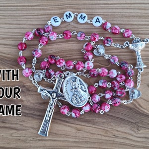 Catholic Rosary For First Communion, Rosary With Name, Saint Michael Medal Rosary, Prayer Beads Christian, *CHOOSE SAINT and BEADS*