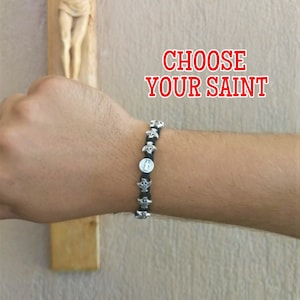 Catholic Saint Rosary Bracelet with Holy Spirit Dove Charms, Blessing Bracelet, Confirmation Jewelry, St Michael, St Benedict, St Anthony