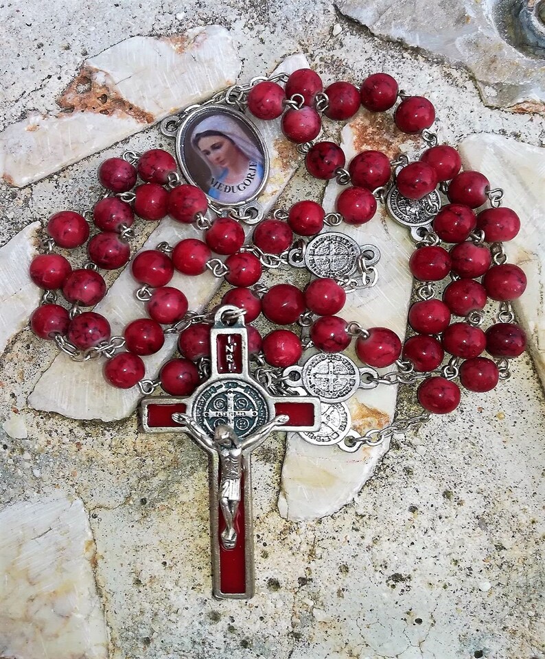Murano glass rosary catholic rosary for women red rosary st Etsy