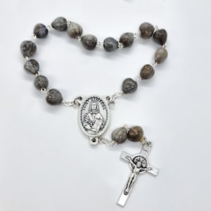 St Dymphna Chaplet Job Tears Seeds, St Dymphna Charm Rosary, Handmade Catholic Gift, Religious Gifts For Women, Car Accessories, Car Rosary
