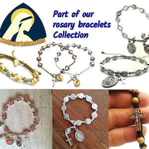 Olive Wood Cross Bracelet, Wooden Beads Rosary Bracelet, Jesus Bracelet, Adjustable Cord Bracelet, Cross Bracelet, Sideways Cross Charm image 5