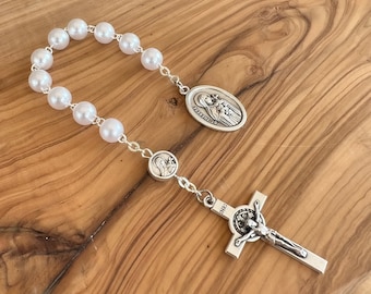 St Therese Mini Rosary, Saint Therese Chaplet Medal Charm Pendant, Therese of Lisieux, Catholic Jewelry Gift, Confirmation Gifts For Girls