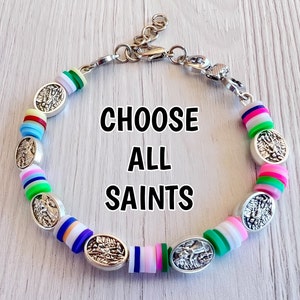 St Michael Bracelet For Men Women, Guardian Angel Medal Charm, Saint Michael Religious Jewelry, One Decade Bracelet Rosary, Gift For Him Her