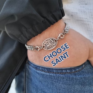 Catholic Saint Bracelet - Religious Gift For Men Women Kids, Catholic Gifts For Women, Catholic Art Jewelry, St Michael Medal Bracelet