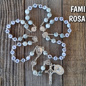 Custom Catholic Rosary For Family, All Saints Rosary With Names, Holy Family Medal Rosary, Family Gift Personalized, Gift For Parents