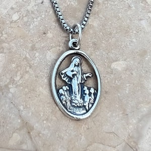 Virgin Mary Pendant Necklace, Medjugorje Necklace, Stainless Steel Chain Necklace, Catholic Jewelry For Men Women Grandma, Gift For Her Him