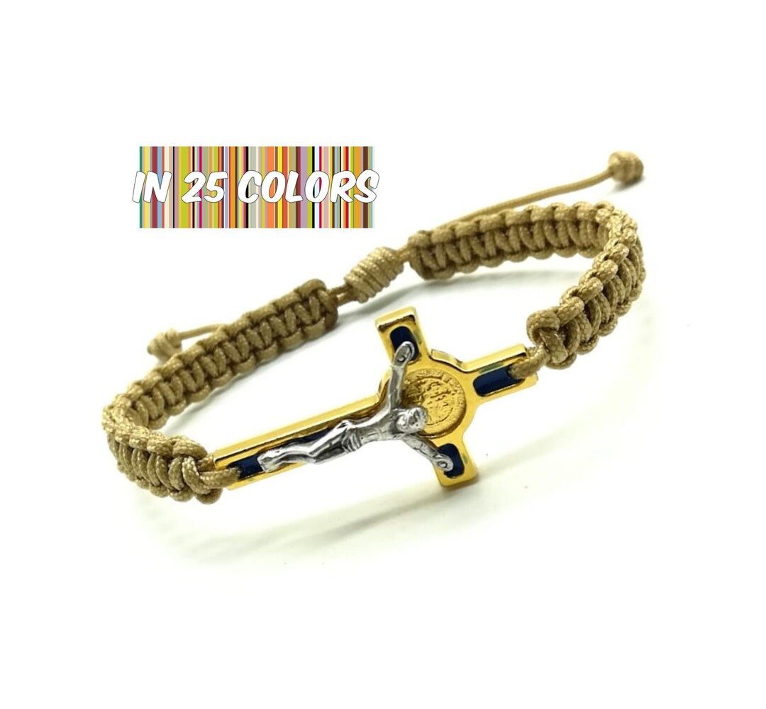 Men's Cross Bracelet, Bracelet With Cross Charm, Gold Cross Bracelet