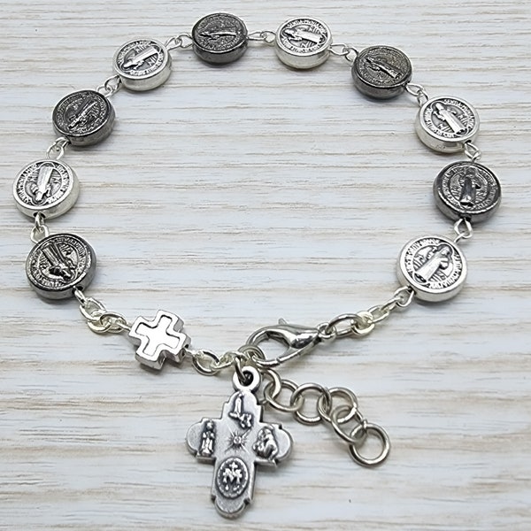 Custom Catholic Bracelet Saint Bracelet Adjustable Chain Bracelet Religious Bracelet Saints Medals For Men Women Teens
