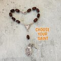 Auto rosary, Wooden car rosary, Pocket rosary, Car rosary, Rear view mirror hangers, One decade rosary, Car guy gift, Rosary with saint product logo
