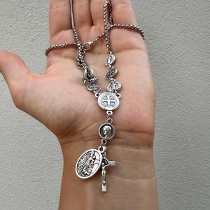 Catholic Necklace St Benedict Medals Guardian Angel St Michael Virgin Mary Pendant Religious Protection Gift Confirmation Jewelry