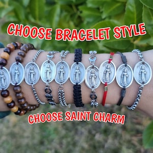Saint Dymphna Charm Bracelet, Patron Saint Bracelet, Anxiety Relief Patron Bracelet, Catholic Saint Bracelet, Choose Your Saint Bracelet