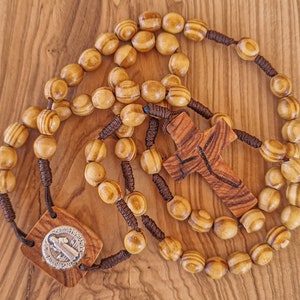 St Benedict Wooden Rosary, Olive Wood Prayer Beads, Catholic Men Rosary, Catholic Rosary, Wood bead rosary, RCIA gifts, Rosary for man