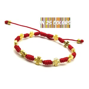 Womens Cross Bracelet, Small Crosses Bracelet, Faith Bracelet, Adjustable Bracelet, Tiny Cross Bracelet, String Bracelet, Gold Cross Charms
