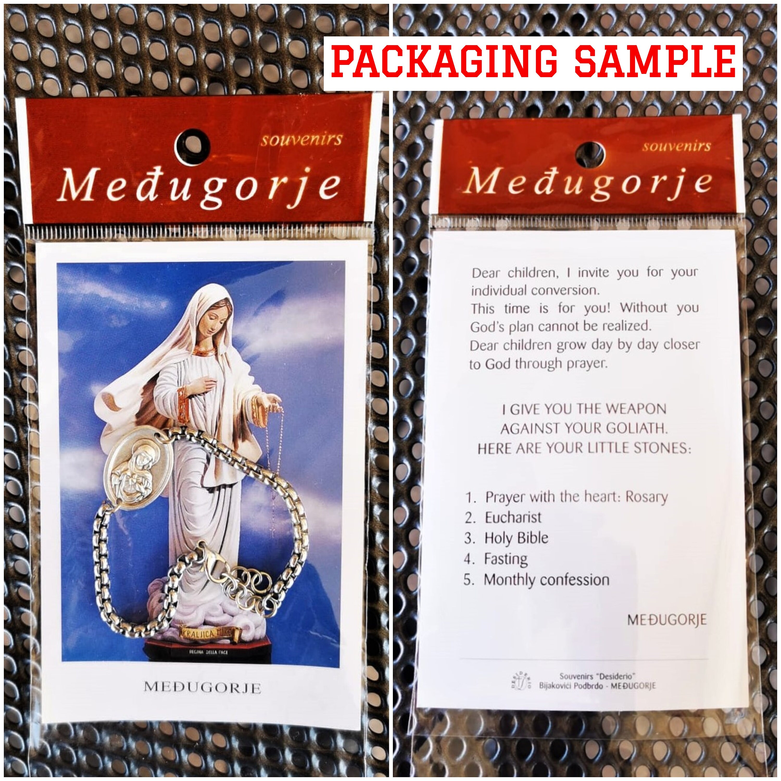 15 Decade Catholic Rosary – Handmade, St. Benedict & St. Michael Medals, Acrylic Beads, USA Made - View #3