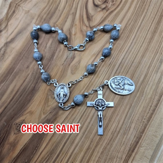 Auto Rosary, Car Rosary, Job Tears Seeds, Patron of travel, St Christopher medal, Pocket Rosary, Rear View Mirror Hanger, Travel Protection