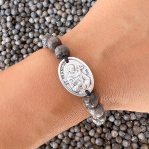 St Francis Xavier Charm Bracelet, Job&#39;s Tears Prayer Beads Bracelet, Saint Medal Bracelet, Catholic Pendant Jewelry, Simple Bracelet For Men
