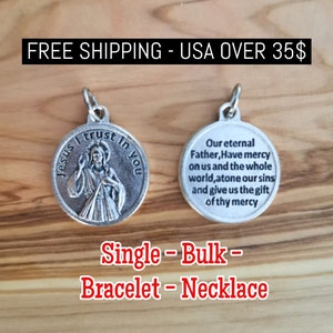 Divine Mercy Medal, Divine Mercy Charm, Divine Mercy Pendant, DIY Jewelry, Custom Catholic Bracelet, Religious Gift For Women Men