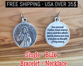 Medalla de la Divina Misericordia, Amuleto de la Divina Misericordia, Colgante de la Divina Misericordia, Joyería de bricolaje, Pulsera Católica Personalizada, Regalo Religioso Para Mujeres Hombres