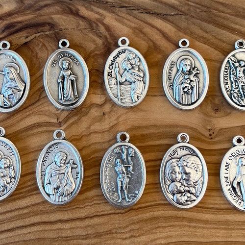 Catholic Medals Lot 10 CATHOLIC CHARMS Patron Saint Medals Etsy
