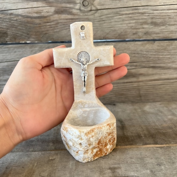 Kropielnica na wodę święconą, ręcznie robiony prezent z kamienia, katolicki religijny, domowy, chrześcijański, kościelny, bierzmowanie, komunia, chrzest, Boże Narodzenie