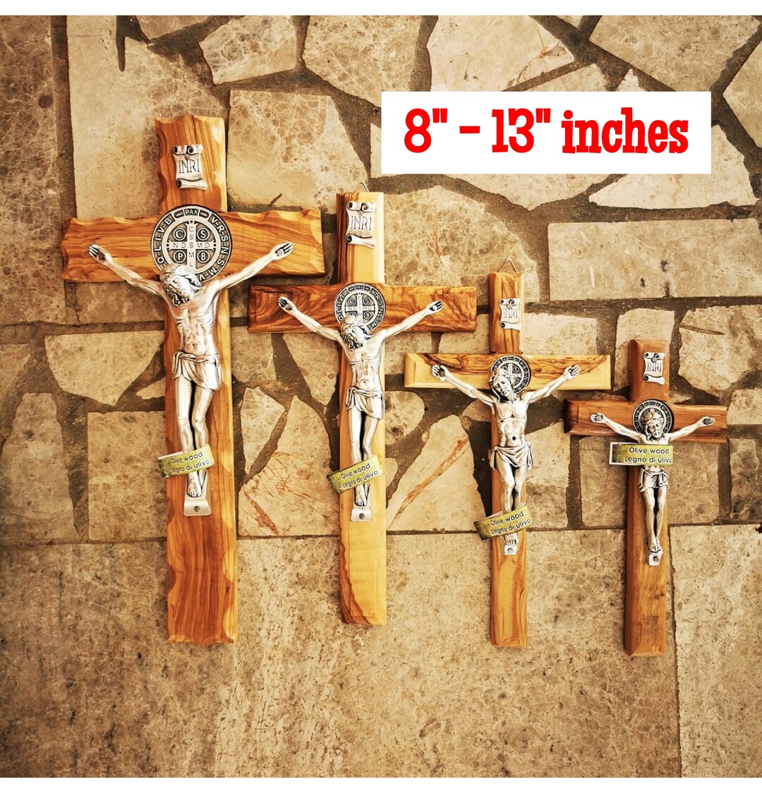 Olive Wood Wall Cross in 4 Sizes Cross With Crucifix St Etsy