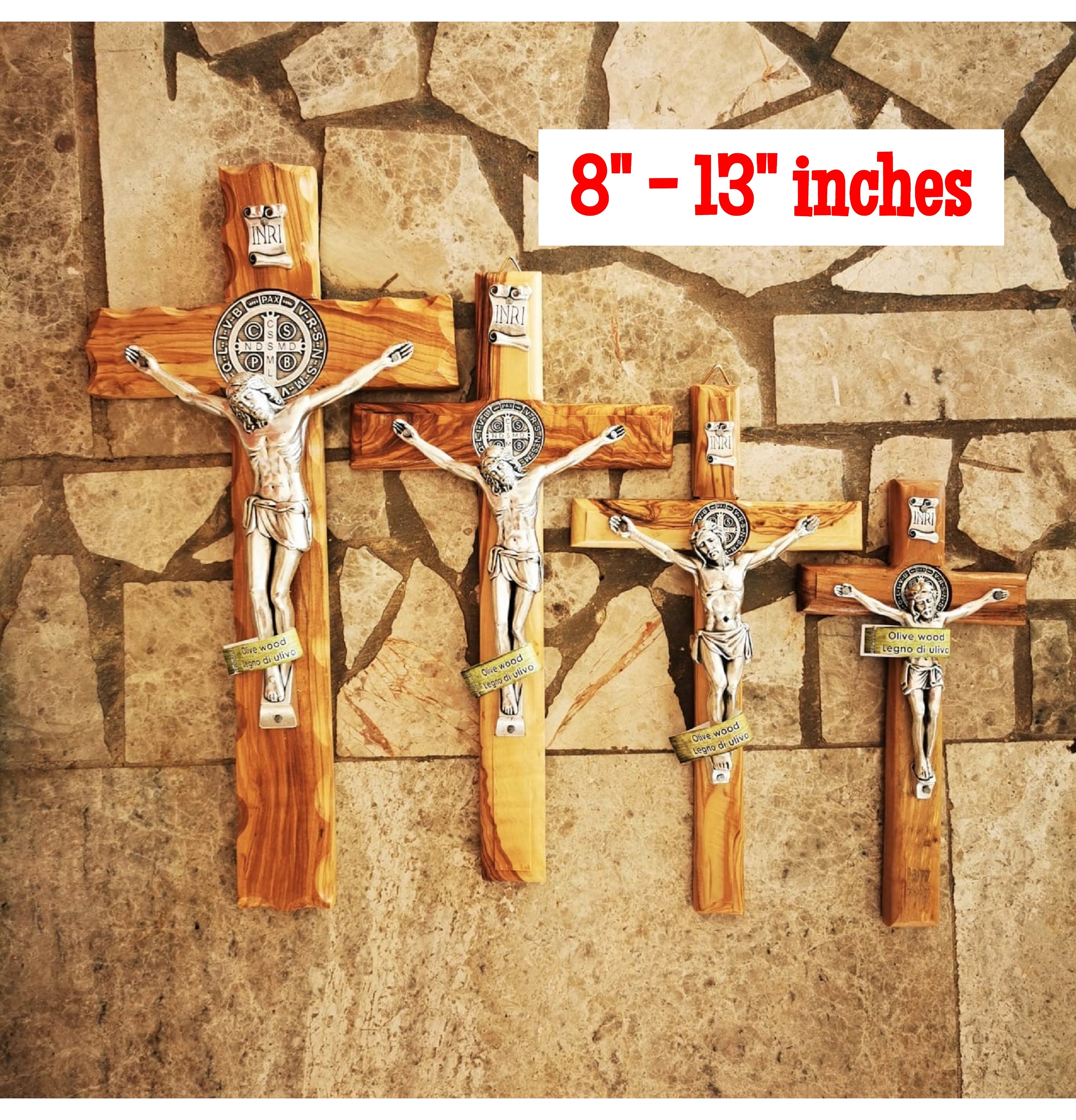 12,7 cm Croce da parete in legno Crocifisso di San Benedetto 
