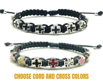 スターリングシルバーのクロスチャームブレスレット。メンズギフト