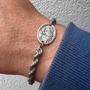 Saint St Christopher Travel Patron Medal Bracelet High Quality Stainless Steel Dainty Chain Catholic Bracelets For Men Women Communion