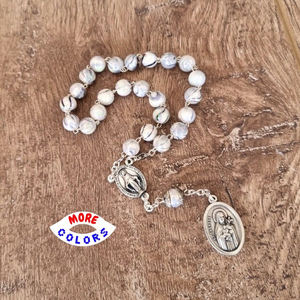 St Therese Chaplet - Little Flower, Saint Therese Rosary, Prayer Beads, Florist Saint, Gardener Gift, Small Rosary for Car, Choose Beads