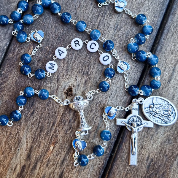 Personalized Rosary With Name, Prayer Beads Christian, Confirmation Gift For Her Him Boys Girls, *CHOOSE SAINT CHARM* Dainty Catholic Rosary