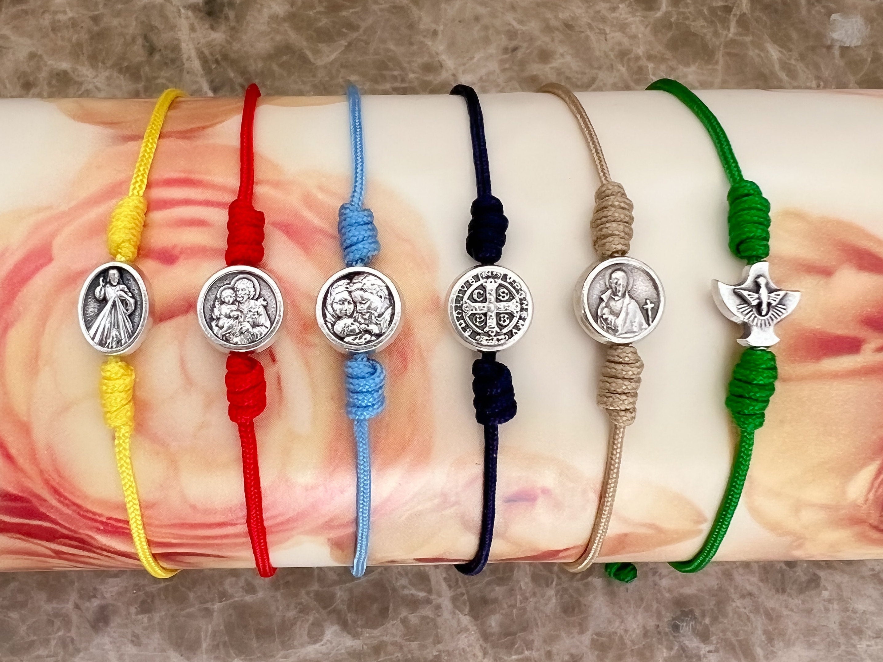 Simple Rope Bracelet With Saint Medal, Minimalist Jewelry For Men Women Adults Teens Kids