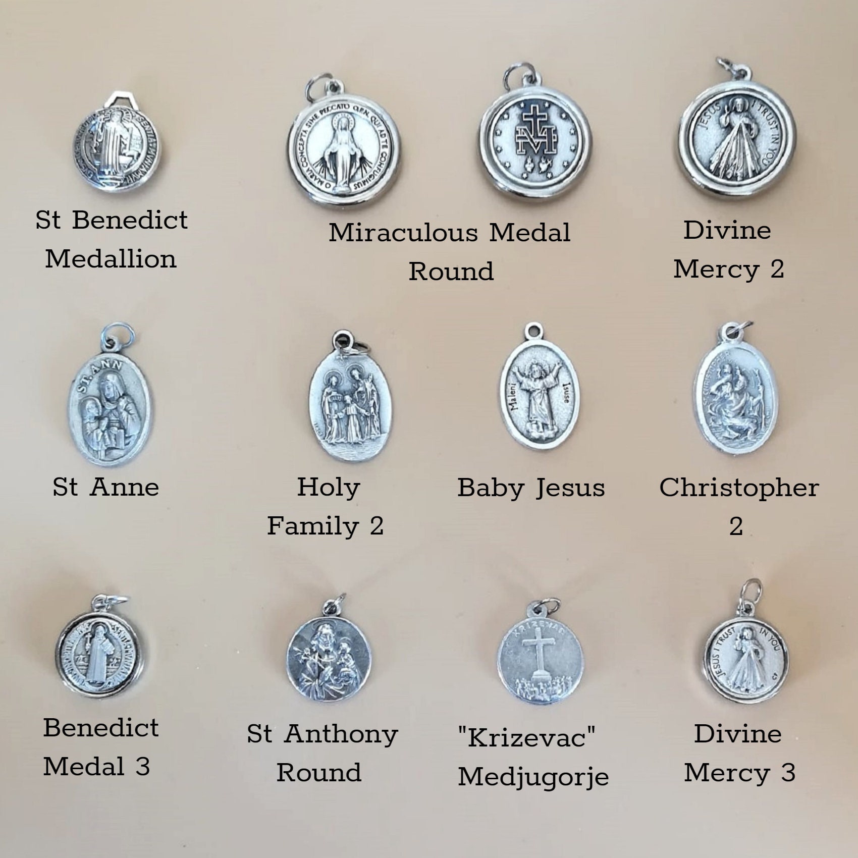 Religious Chain Cross Necklace Catholic Saint Medal Men Womens Etsy