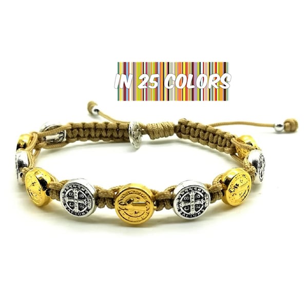 Bracelet Saint Benoît, bracelet catholique, bracelet chapelet, bijoux chrétiens, bracelet san benito, protection exorcisme, bracelet de prière