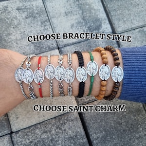 Saint Peregrine Cancer Patron Medal Bracelet, St Peregrine Pendant, CHOOSE YOUR STYLE, Cancer Bracelets Gift Men Women Kids, Healing Jewelry