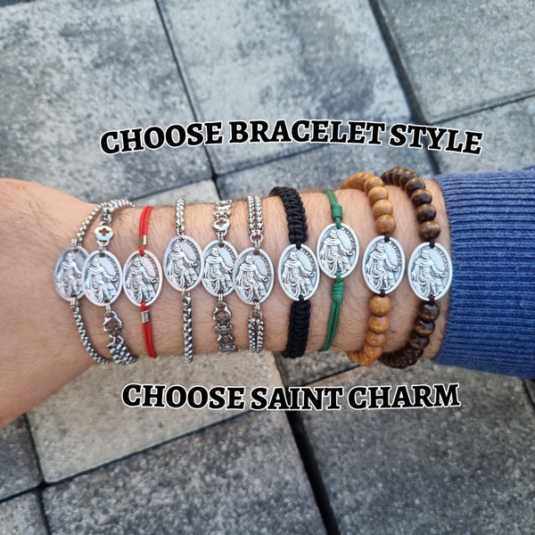 Saint Peregrine Cancer Patron Medal Bracelet, St Peregrine Pendant, CHOOSE YOUR STYLE, Cancer Bracelets Gift Men Women Kids, Healing Jewelry