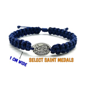 Woven Catholic Bracelet, Catholic Mens Bracelet, St Michael bracelet, Saints Bracelet, catholic saint jewelry, St Christopher, St Francis
