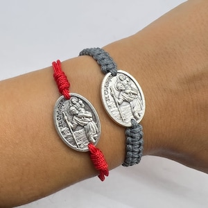 St Christopher Bracelet, Saint Christopher Medal Pendant Charm Jewelry, Patron Saint Of Travelers, Gift For Traveler Athlete Sportsman