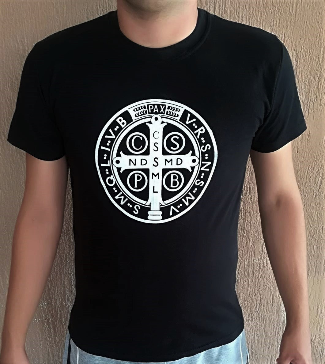 Christian T Shirt St Benedict Catholic Shirt Black / White | Etsy