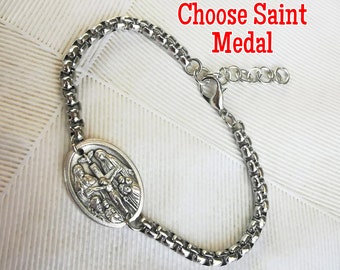 Skapulierarmband - Religiöses Kettenarmband mit Skapuliermedaille, Wählen Sie Heiliges Armband, Mannfrauen-christliches Geschenk, Edelstahlschmuck
