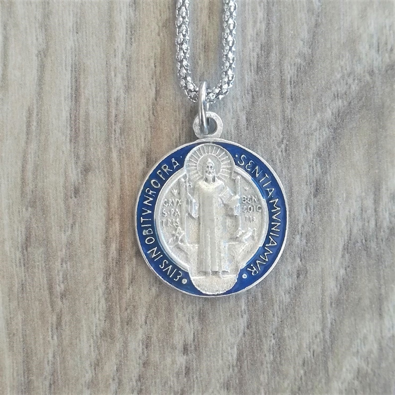Mens St Benedict Catholic Necklace Saint Necklace Religious Etsy
