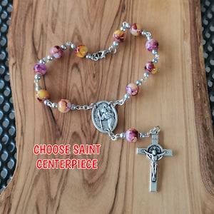 St Christopher Car Rosary, One Decade Rosary, Traveler Gift Ideas, Rosary Tenner, Gift For Trucker, Mini Rosary, CHOSE YOUR SAINT