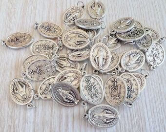 Miraculous Virgin Mary Medal Pendant Charm, Catholic DIY Jewelry Supplies
