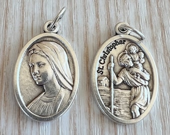 WHOLESALE 1 5 10 25 Saint St Christopher Virgin Mary Holy Mother Pendant Charm Medals Catholic Medals Lot, Catholic DIY Jewelry Bulk