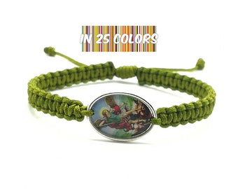 St Michael Guardian angel bracelet, protection bracelet, Archangel Michael, colored Saint Michael medal, catholic gift, st michael jewelry